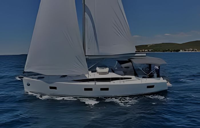 Sail yact with cabin